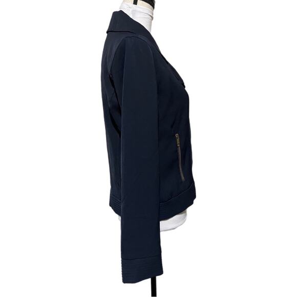 Tommy Hilfiger Asymmetrical Side Zip Moto Style Jacket Women’s Small Navy Blue - Picture 2 of 6